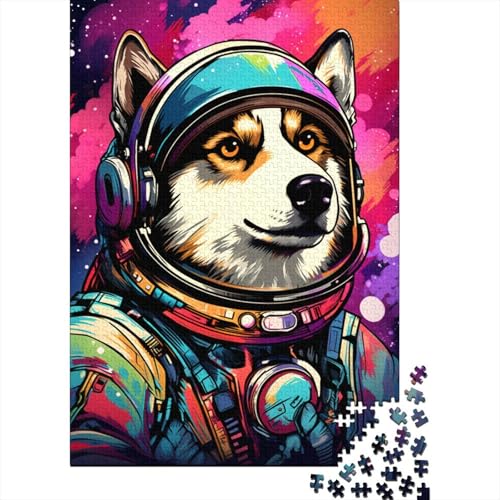 Puzzle mit 500 Teilen, Astronauten-Husky-Puzzle, Holzpuzzle für Erwachsene und ab 18 Jahren, Denkspiel, 500 Teile (52 x 38 cm) von XJmoney