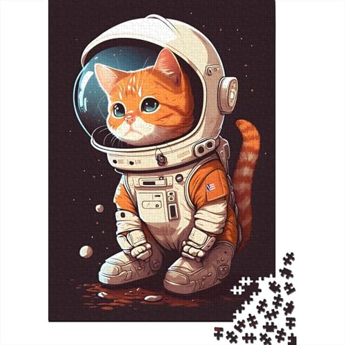 Puzzle mit 500 Teilen, Astronauten-Katze, Holzpuzzle für Erwachsene und ab 18 Jahren, Denkspiel, 500 Teile (52 x 38 cm) von XJmoney