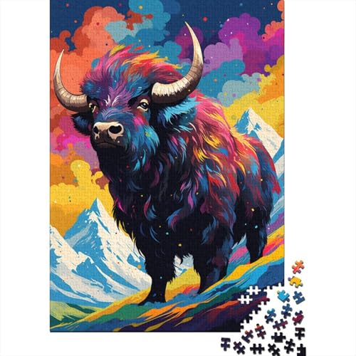 Puzzle mit 500 Teilen, farbenfrohes Art-Yak-Puzzle, Holzpuzzle für Kinder ab 18 Jahren, Denkspiel, 500 Teile (52 x 38 cm) von XJmoney