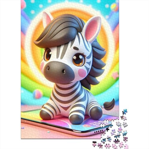 Puzzle mit 500 Teilen, süßes Zebra-Puzzle, Holzpuzzle für Erwachsene und ab 18 Jahren, Denkspiel, 500 Teile (52 x 38 cm) von XJmoney