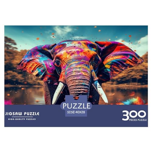 Puzzles 300 Teile für Erwachsene, Elefantenpuzzle für Erwachsene, Holzbrettpuzzles, Familiendekoration, 300 Teile (40 x 28 cm) von XJmoney