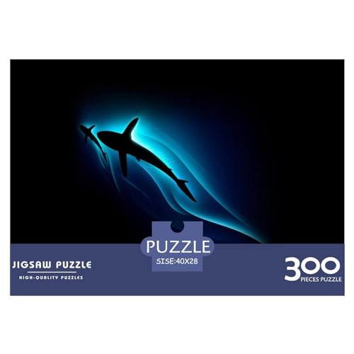 Puzzles 300 Teile für Erwachsene, Haie, Puzzle für Erwachsene, Holzbrettpuzzles, Familiendekoration, 300 Teile (40 x 28 cm) von XJmoney