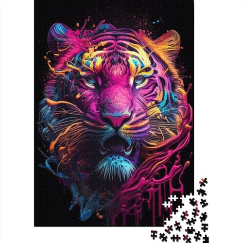 Puzzles Animal Art Tiger 1000 Teile Puzzle für Kinder Holzpuzzle Geeignet für Kinder und über 18 Jahre alt Stressabbau-Spielzeug 1000 Stück (75x50cm) von XJmoney