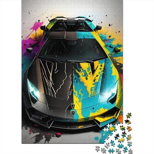 Puzzles Bunte Sportwagen 1000 Teile Puzzle für Erwachsene Holzpuzzle Geeignet für Erwachsene und über 18 Jahre alt Stressabbau-Spielzeug 1000 Teile (75x50cm) von XJmoney