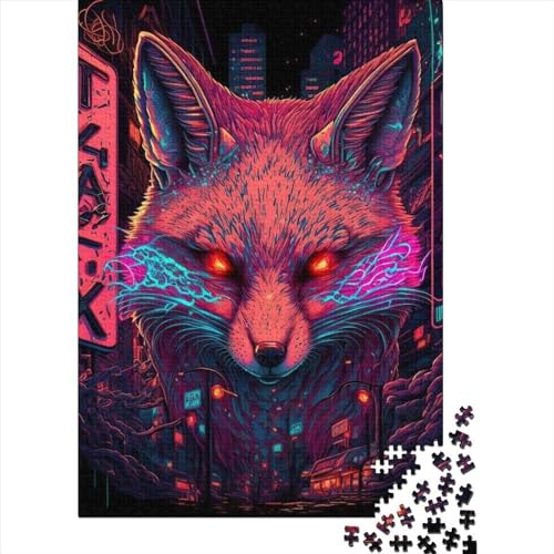 Puzzles Fox Neon5, Puzzles für Erwachsene, Holzpuzzles, Lernspiel für Erwachsene und Kinder, 500 Teile (52 x 38 cm) von XJmoney