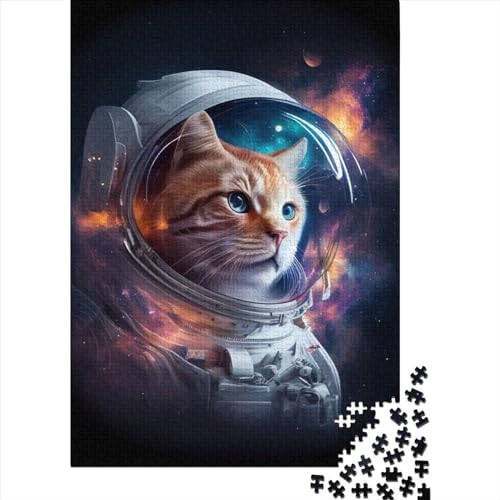 Puzzles Space Cat Astronaut 2, Holzpuzzles, anspruchsvolles Spiel, quadratische Puzzles für Erwachsene und Kinder, 1000 Teile (75 x 50 cm) von XJmoney