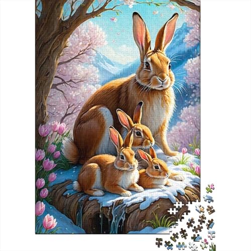 Puzzles mit 300 Teilen, süßes Häschen-Puzzle, Holzpuzzles für Kinder ab 18 Jahren, Denkspiel, 300 Teile (40 x 28 cm) von XJmoney