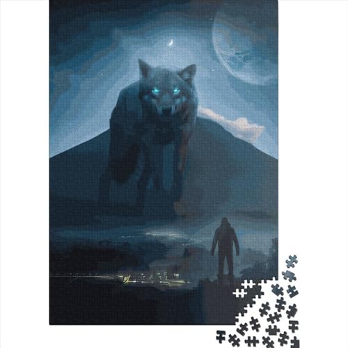 Rechteckiges Papierpuzzle mit Wolf-Motiv, für Jungen oder Mädchen, 70 x 50 cm, 1000 Teile von XJmoney