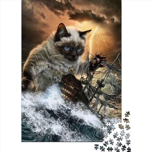 Rechteckiges Puzzle für Erwachsene, Monster, Titan, Katze, Kraken1, kreatives Puzzle, Herausforderungsspielzeug, Puzzle 1000 Teile (75 x 50 cm) von XJmoney