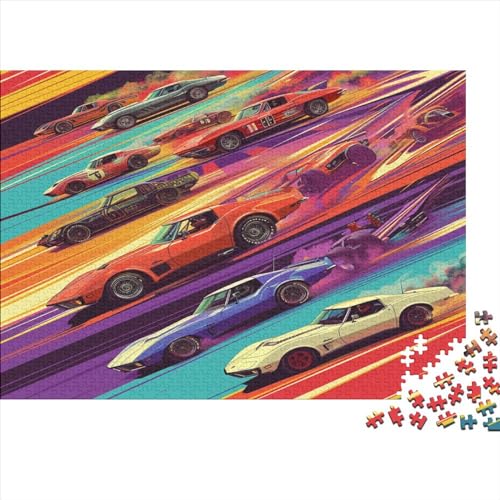 Retro-Sportwagen-Puzzle mit 1000 Teilen für Erwachsene | | Familienspaß-Puzzle mit 1000 Teilen für Erwachsene, Geschenke, Denkspiele, 1000 Teile (75 x 50 cm) von XJmoney