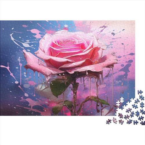 Rose-Puzzle, 500 Teile, kreatives rechteckiges großes Familienpuzzlespiel, Kunstwerk für Erwachsene, Teenager, 500 Teile (52 x 38 cm) von XJmoney