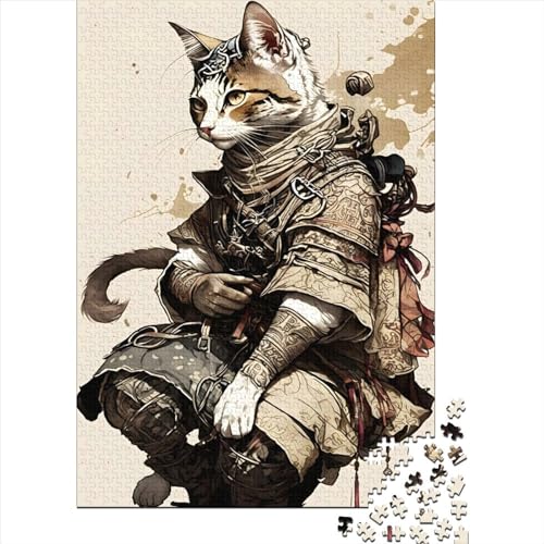 Samurai Cat Puzzle aus 100% recyceltem Karton für Kinder und Erwachsene ab 12 Jahren Halloween-Geschenke 70 x 50 cm / 1000 Teile von XJmoney