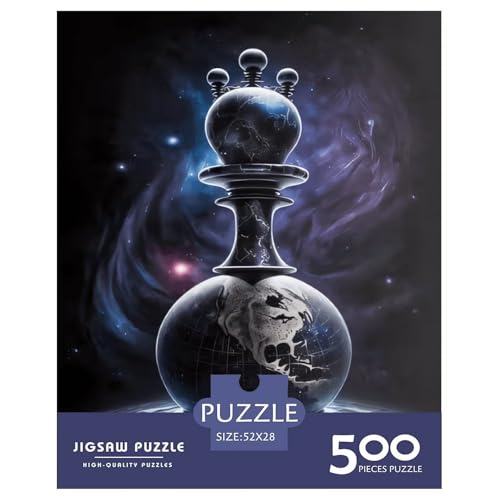 Schach im Weltraum, Puzzle 500 Teile, für Teenager, Geschenke, Holzpuzzle, Erwachsenenpuzzle, Familienspaß, Puzzle 500 Teile (52 x 38 cm) von XJmoney