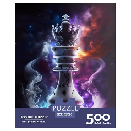 Schach im Weltraum Puzzles für Erwachsene und Jugendliche Holzpuzzles für Erwachsene und Jugendliche Nachhaltiges Puzzle für Erwachsene | Spiele 500 Teile (52x38cm) von XJmoney