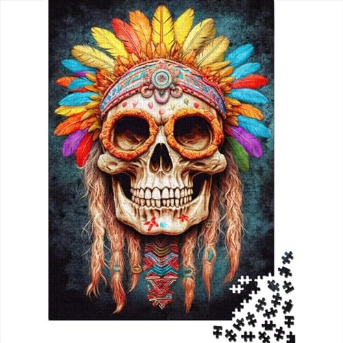 Schädel Psychedelische Träume Puzzle Hochwertiges Steckkarton-Puzzle für Kinder und Erwachsene ab 12 Jahren Geburtstagsgeschenk 38x26cm / 1000 Teile von XJmoney