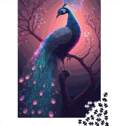 Schöne leuchtende Pfau-Puzzle, Alter 18 Jahre, Upe Lernspiele, rechteckiges Papier Puzzle für erwachsene Kinder, Weihnachtsgeschenke, 38 x 26 cm/1000 Teile von XJmoney