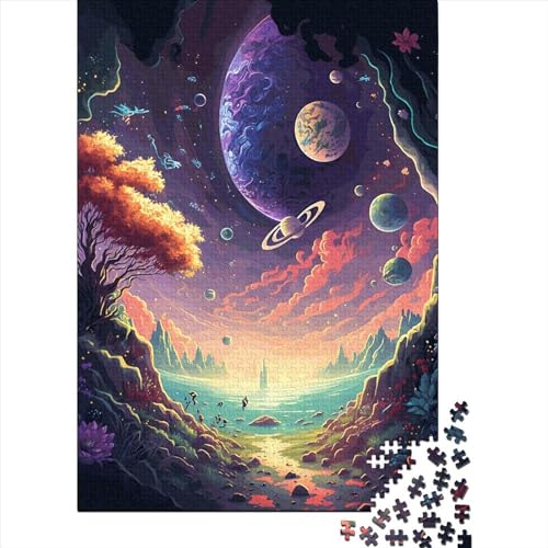 Schönes Weltraumlandschaftspuzzle Spielzeug Lernspiel 100% recycelter Karton Puzzle für Kinder Erwachsene Geschenke zum Kindertag 38x26cm/1000 Stück von XJmoney