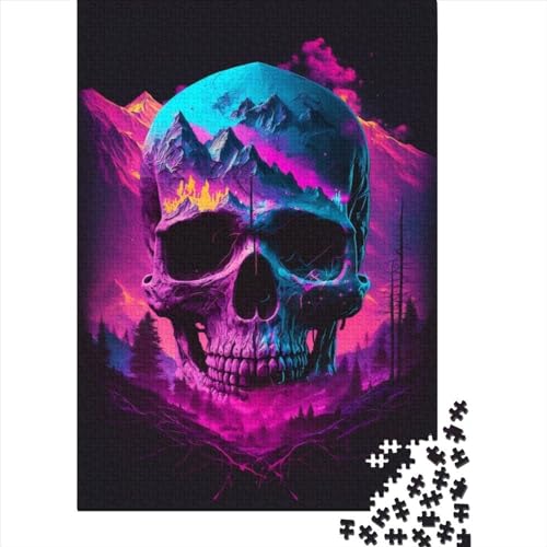 Synthwave Skull1 Puzzle für Erwachsene, Denkspiel, Puzzlespielzeug für Kinder, 300 Teile (40 x 28 cm) von XJmoney