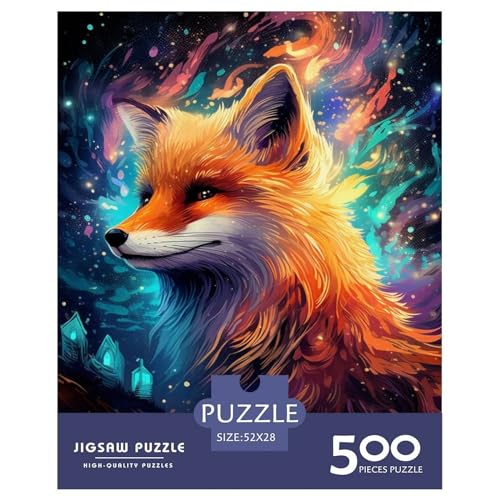 Tier-Fuchs-Puzzle für Erwachsene und Jugendliche, 500 Teile, Puzzle für Erwachsene, Lernspiel, Herausforderungsspielzeug, 500 Teile (52 x 38 cm) von XJmoney