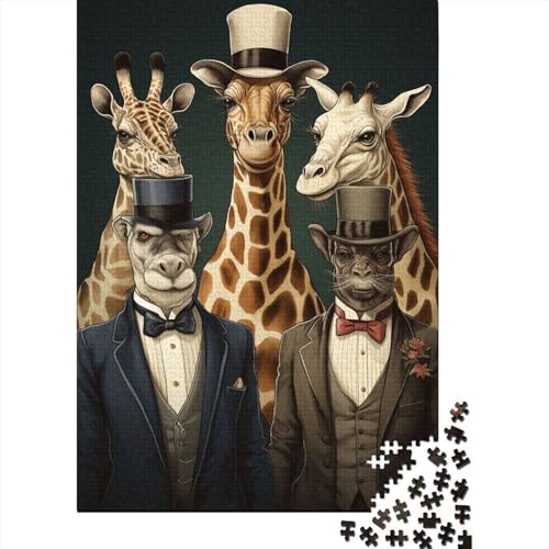 Tier-Giraffe-Puzzle 1000 Teile, Holzpuzzle, Puzzle für Erwachsene, Entspannungspuzzle, Spiele 1000 Teile (75 x 50 cm) von XJmoney