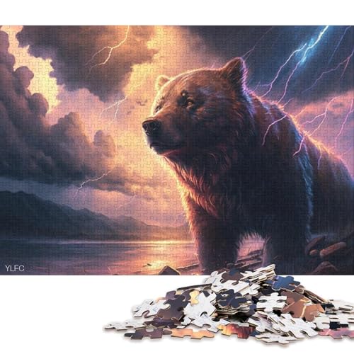 Tierkunst-Puzzle mit 500 Teilen, Braunbär, für Kinder, Puzzle, Geschenke für Teenager, Puzzle, Entspannungs-Puzzle-Spiele, Denksport-Puzzle, 500 Teile (52 x 38 cm) von XJmoney