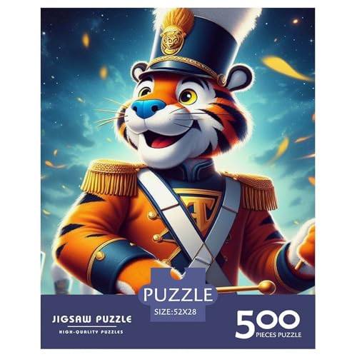 Tiger Drumming Puzzle, 500 Teile, Puzzle für Erwachsene, Puzzles aus Holz, nachhaltiges Puzzle für Erwachsene | Spiele 500 Teile (52 x 38 cm) von XJmoney