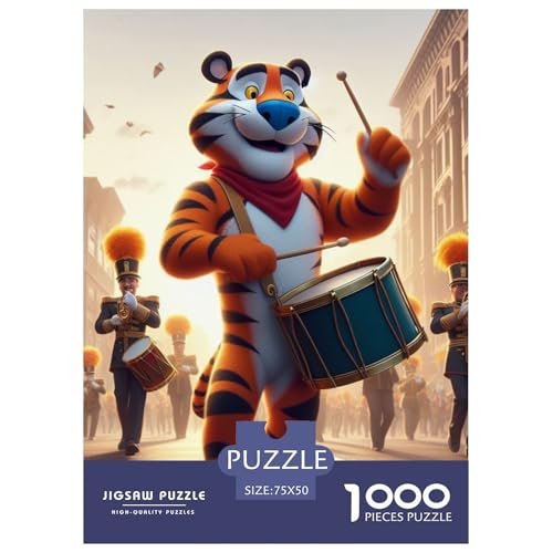 Tiger-Trommel-Puzzle für Erwachsene und Jugendliche, 1000 Teile, Puzzle für Erwachsene, Puzzles, Heimdekoration, Puzzle-Spielzeug, 1000 Teile (75 x 50 cm) von XJmoney