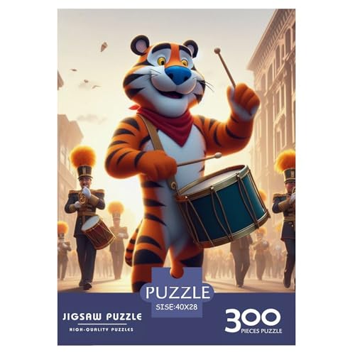 Tiger-Trommel-Puzzle für Erwachsene und Jugendliche, 300 Teile, Puzzle, Puzzle für Erwachsene, Puzzles für Erwachsene, Lernspiel, Herausforderungsspielzeug, 300 Teile (40 x 28 cm) von XJmoney