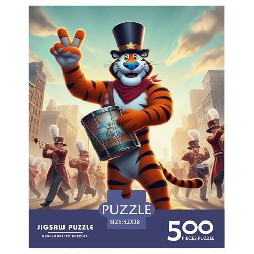 Tiger-Trommel-Puzzle für Erwachsene und Jugendliche, 500 Teile, Puzzle für Erwachsene, Lernspiel, Herausforderungsspielzeug, 500 Teile (52 x 38 cm) von XJmoney