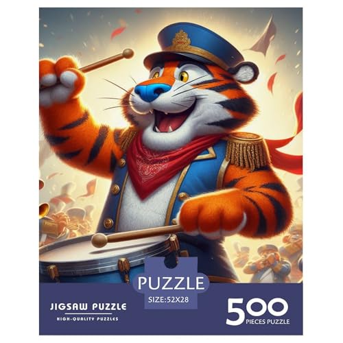 Tiger-Trommel-Puzzle für Erwachsene und Jugendliche, 500 Teile, Puzzle für Erwachsene, Puzzles, Heimdekoration, Puzzle-Spielzeug, 500 Teile (52 x 38 cm) von XJmoney