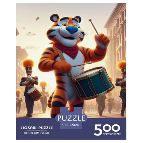 Tiger-Trommel-Puzzles für Erwachsene und Jugendliche, Holzpuzzles für Erwachsene, Puzzles, Puzzles für Erwachsene, Geschenke für Erwachsene, 500 Teile (52 x 38 cm) von XJmoney