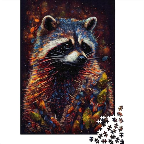 Waschbär-Tinte Puzzle, herausforderndes und inspirierendes rechteckiges Papierpuzzle für erwachsene Kinder, Ostergeschenk 38 x 26 cm/1000 Teile von XJmoney