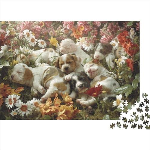 Welpen-Beagles-Pitbulls 1000-teiliges Puzzle für Erwachsene | | Familienspaß-Puzzle 1000 Teile für Erwachsene, Geschenke, Denkspiele, 1000 Teile (75 x 50 cm) von XJmoney