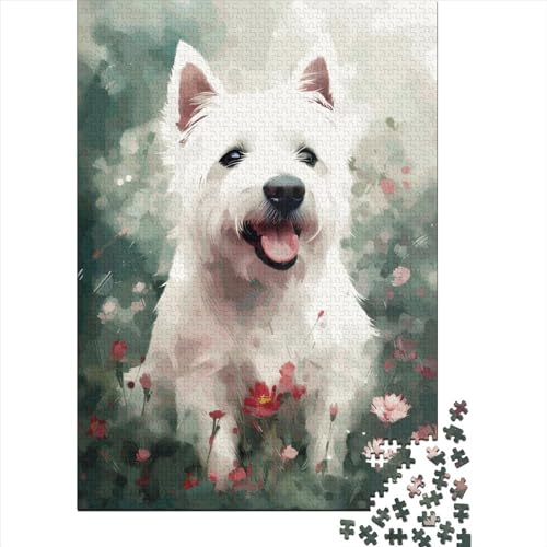 Westie Dog Puzzle Spielzeug Lernspiel 100% recyceltes Karton-Puzzle für Kinder Erwachsene Geschenke zum Kindertag 38 x 26 cm / 1000 Stück von XJmoney