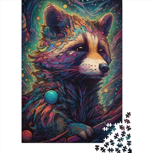 Witziges Puzzle Waschbär 100% Recycling Pappe für Jungen und Mädchen Kinder Party Geschenk 38x26cm / 1000 Teile von XJmoney