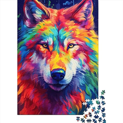 Wolf-Puzzle, farbenfrohes Puzzle für Erwachsene, Denkspiel, Puzzle-Spielzeug für Kinder, 500 Teile (52 x 38 cm) von XJmoney