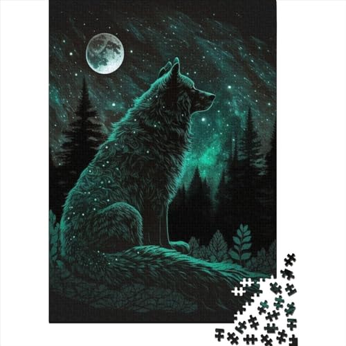 Wolf-Puzzle für Erwachsene, 1000 Teile, Puzzle für Erwachsene, Puzzle aus Holz, kreativ für Erwachsene, anspruchsvolles Spiel, 1000 Teile (75 x 50 cm) von XJmoney