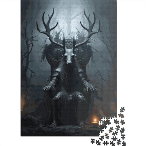 XJmoney Puzzle 1000 Teile Baphomet auf einem Thron, Puzzle für Jungen und Mädchen, Puzzle-Schwierigkeitsgrad, Puzzle, Bildung, Spiele, Spielzeug, Familiendekoration, 1000 Teile (75 x 50 cm) von XJmoney