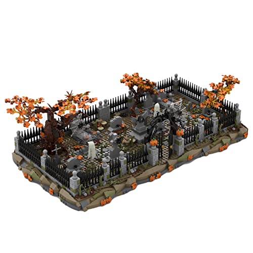 XKlemBauklode Halloween Haus Klemmbausteine Modular, DIY MOC Mittelalter Gespenster Friedhof Gebäude Bausteine, Stadthaus Modell Bauspielzeug für Erwachsene - 2025 Teile von XKlemBauklode