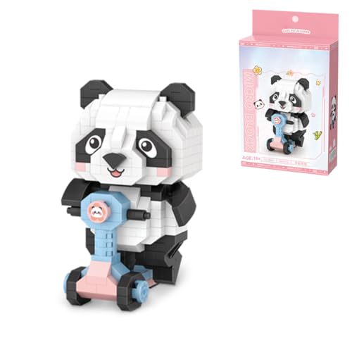 XKlemBauklode Kreativ Panda Micro Modular Klemmbausteine, 320+Teile Bauklötze Skateboard Panda Modular Baukasten, Pandabär Tier Bausteine, Bauklötze Set Kreativ als Zimmer Weihnachten Deko von XKlemBauklode