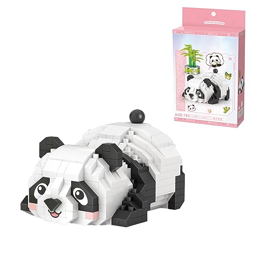 XKlemBauklode Kreativ Panda Micro Modular Klemmbausteine, 340+Teile Bauklötze Fauler Panda Modular Baukasten, Pandabär Tier Bausteine, Bauklötze Set Kreativ als Zimmer Weihnachten Deko von XKlemBauklode