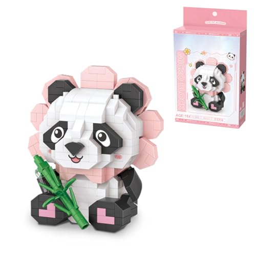 XKlemBauklode Kreativ Panda Micro Modular Klemmbausteine, 350+Teile Bauklötze Blume Panda Modular Baukasten, Pandabär Tier Bausteine, Bauklötze Set Kreativ als Zimmer Weihnachten Deko von XKlemBauklode