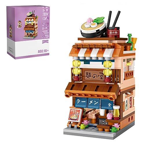 XKlemBauklode Mini Ramen Laden Haus Klemmbausteine Modular Bausteine, 412 Teile Japanische Straße Modellbausatz, DIY Bausteine Set als Weihnachtsfeiertag Geschenk von XKlemBauklode