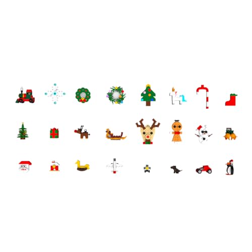 XKlemBauklode Weihnachts Adventskalender Bauspielzeug, 24 Stück Klemmbausteine Weihnachtsspielzeuge mit Weihnachtsschlitten, Weihnachtsbaum, Erwachsene und Teen (420PCS) von XKlemBauklode