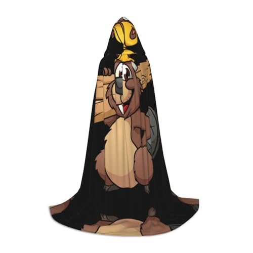 XLEWSIEU Beaver Working Print Hooded Cape For Teens Christmas Hoodies Cape Cosplay Costumes von XLEWSIEU