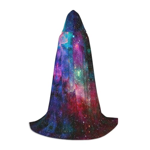 XLEWSIEU Bunter Galaxie-Druck, Kapuzenumhang für Teenager, Weihnachts-Kapuzenpullover, Umhang, Cosplay, Cosplay-Kostüme von XLEWSIEU