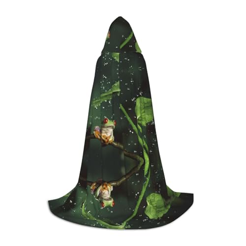 XLEWSIEU Frosch und Regen Druck Kapuzenumhang für Teenager Weihnachten Hoodies Umhang Cosplay Kostüme von XLEWSIEU