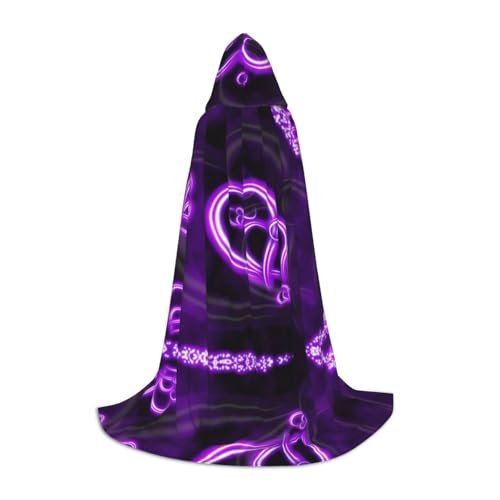 XLEWSIEU Lila Love Print Kapuzenumhang für Teenager Weihnachten Hoodies Umhang Cosplay Kostüme von XLEWSIEU