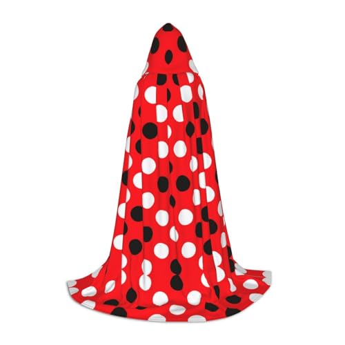 XLEWSIEU Rot Weiß Polka Dot Print Kapuzenumhang für Teenager Weihnachten Hoodies Umhang Cosplay Kostüme von XLEWSIEU