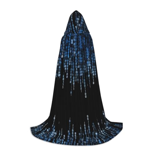 XLEWSIEU The Blue Binary Print Kapuzenumhang für Teenager Weihnachten Hoodies Umhang Cosplay Kostüme von XLEWSIEU